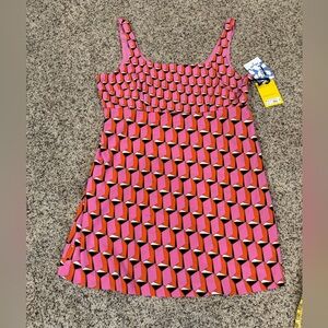 Diane Von Furstenberg dress Size 16 Pink orange black & white!